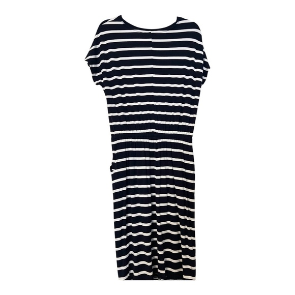 NWOT Banana Republic Factory Cap Sleeve Navy White Striped Casual Dress, Small - Picture 4 of 7